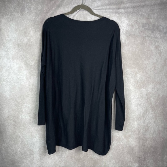 Eileen Fisher Cotton Silk Knit Round Hem Sweater In Black Women's Sz S Oversized - Picture 2 of 6
